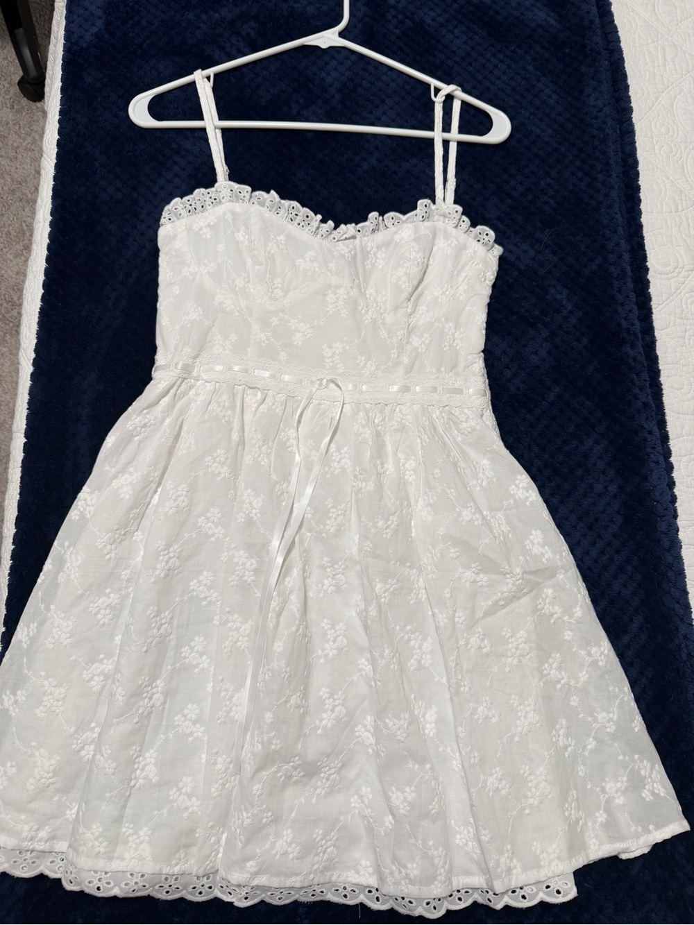 Altar'd State White Eyelet Lace Spaghetti Strap Dress